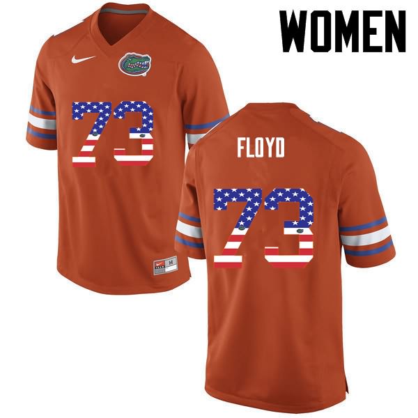 NCAA Florida Gators Sharrif Floyd Women's #73 USA Flag Fashion Nike Orange Stitched Authentic College Football Jersey RPB3064OS